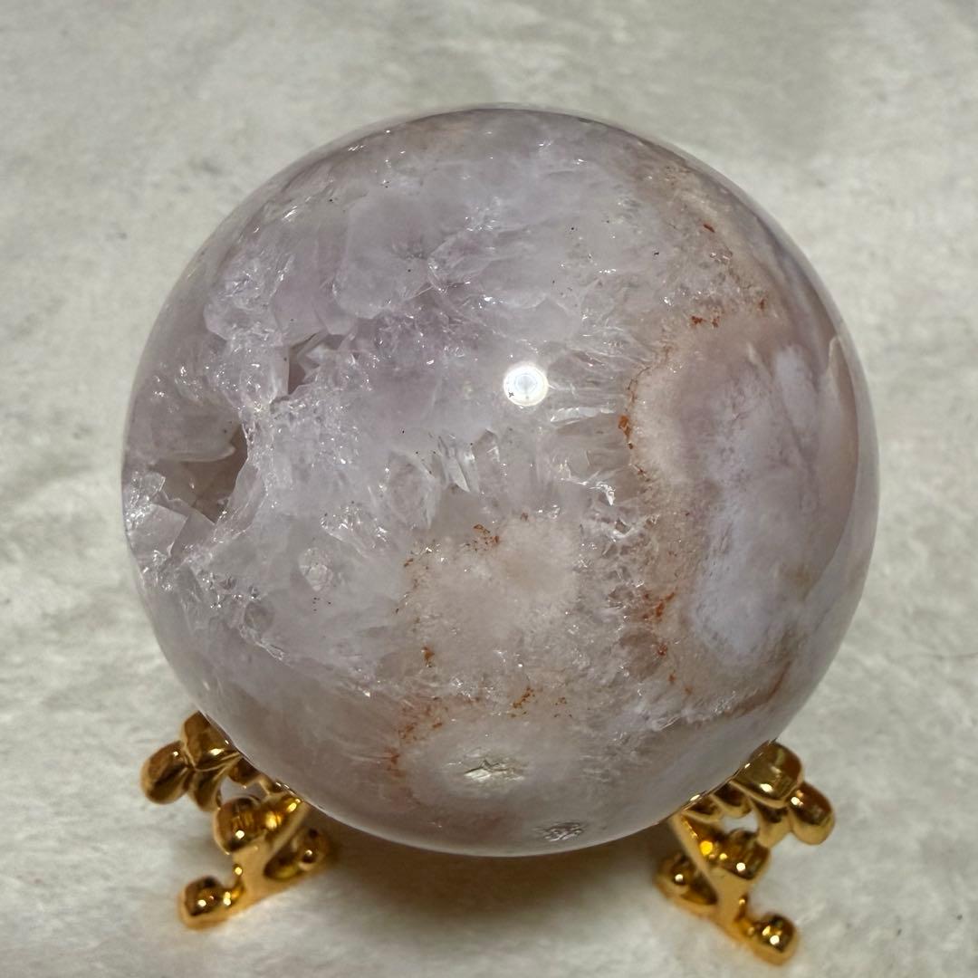 桜瑪瑙　スフィア　球体 置物 淡いピンク　ピンクアメジスト　6.5cm