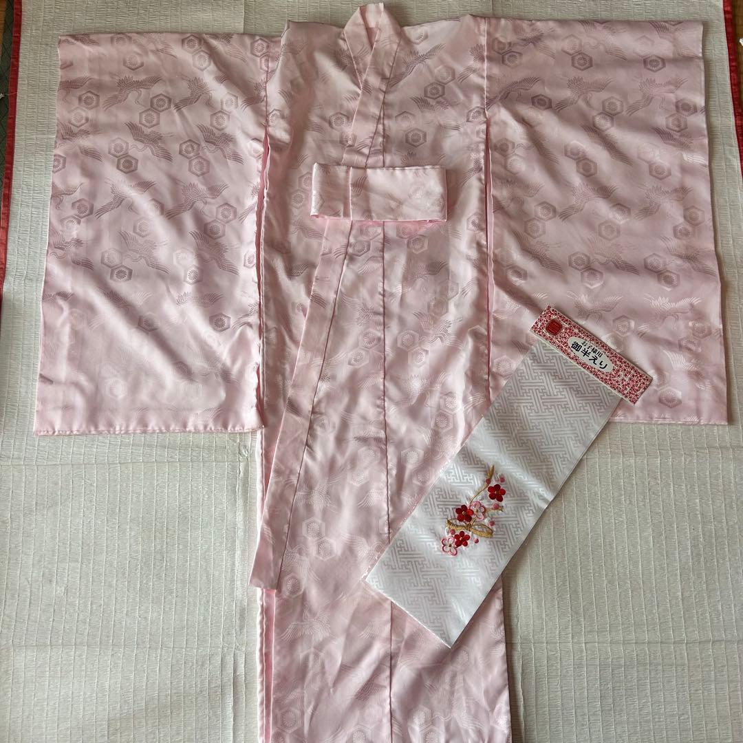 七五三 3歳 フルセット 着物 正絹 総絞り 被布 刺繍 三歳 赤 草履 753