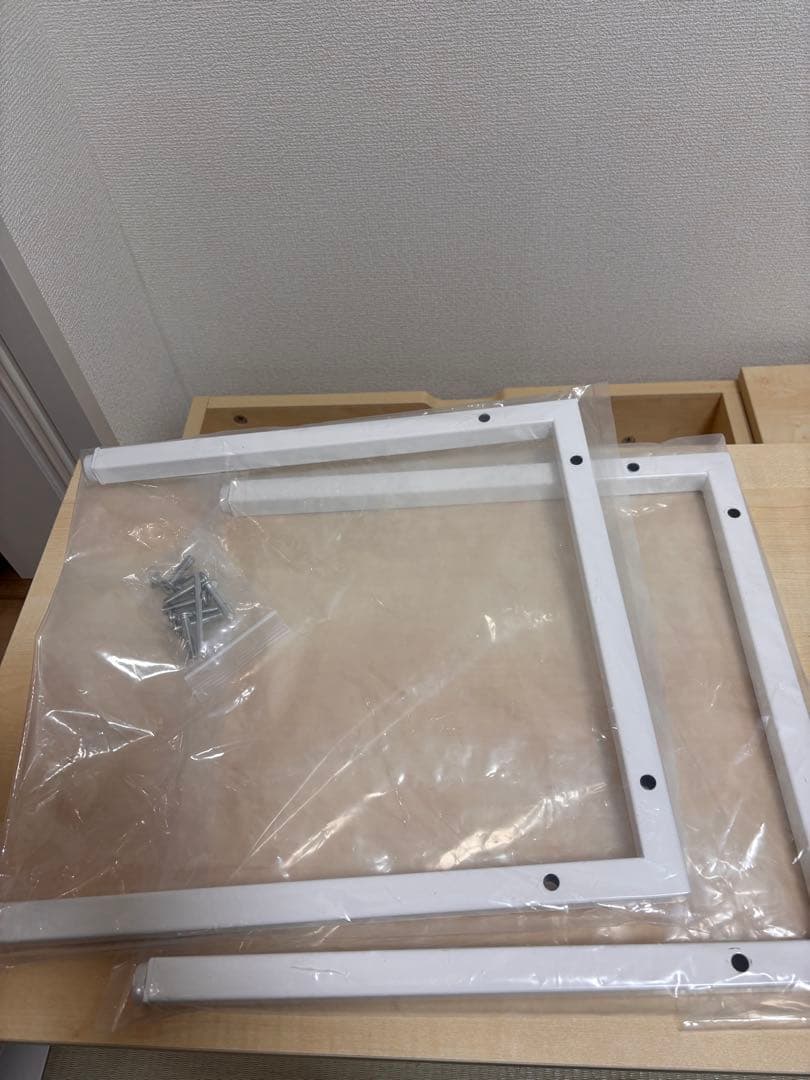 JKプラン 昇降式テーブル KKS-0025-WHNA ホワイト×ナチュラル