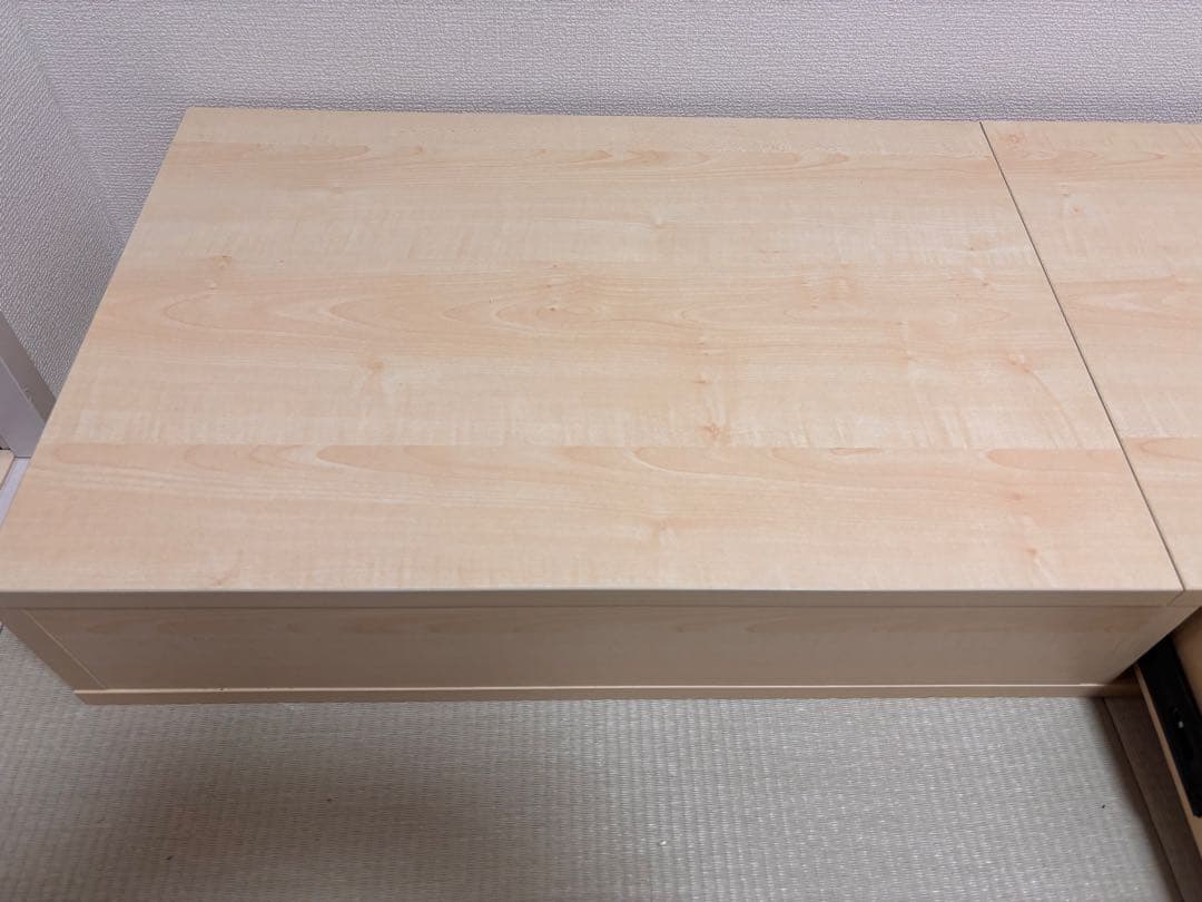 JKプラン 昇降式テーブル KKS-0025-WHNA ホワイト×ナチュラル