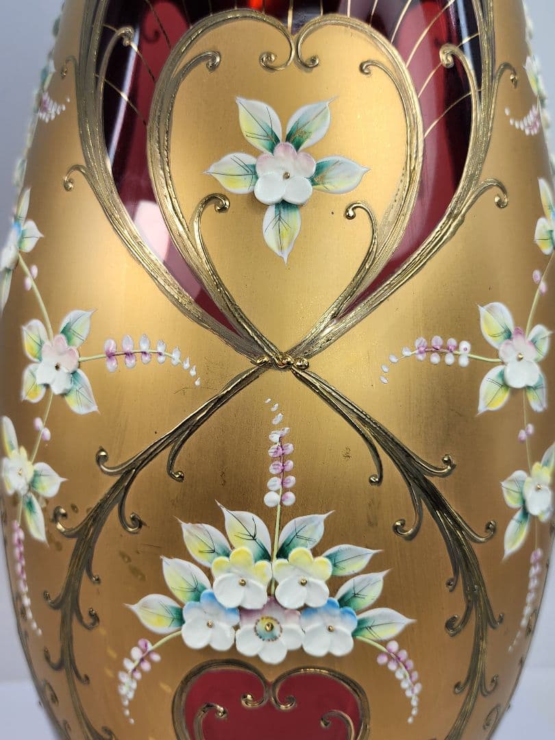 ベネチアングラス gold BOHEMIA 花瓶 花器 金彩 ボヘミアング