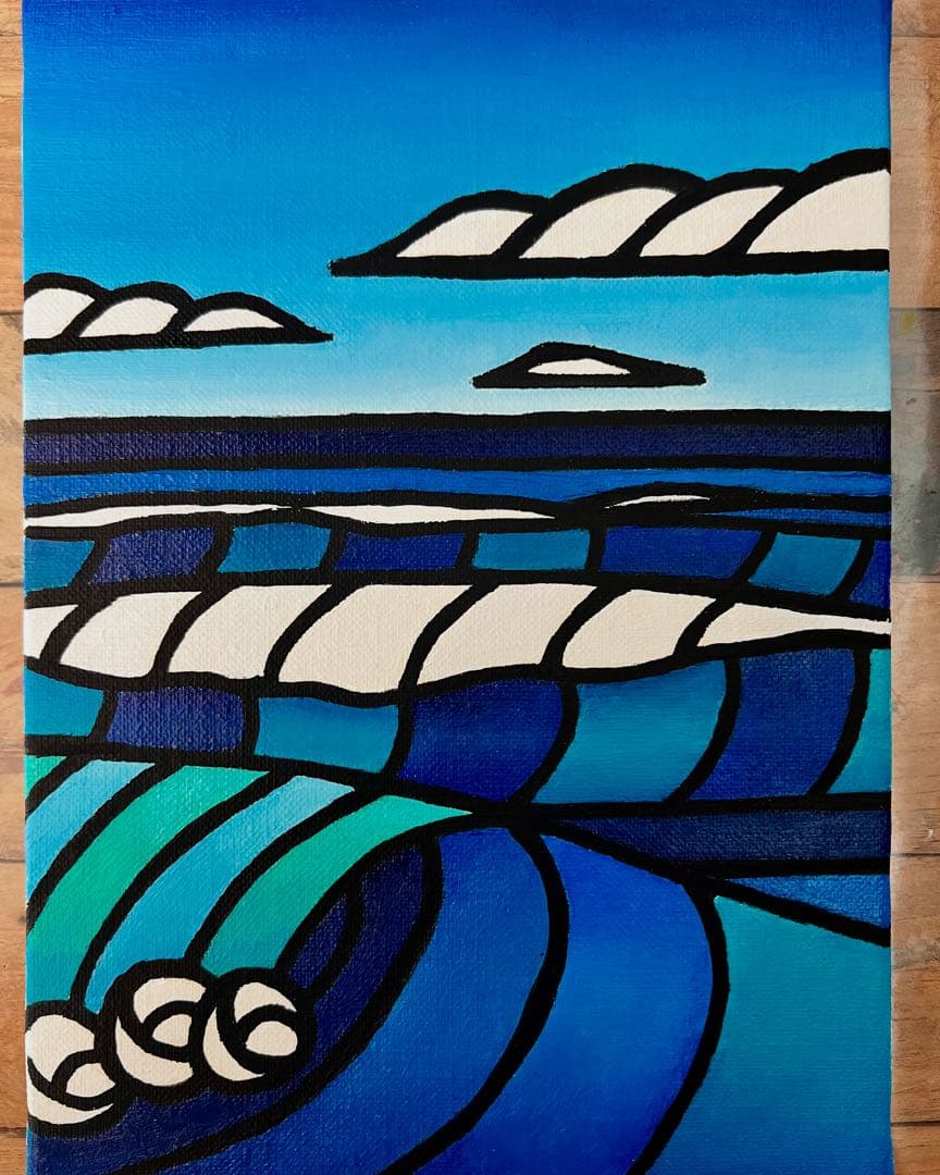 海の絵 アート サムホール 油絵 原画 風景画 波の絵 KURO - メルカリ