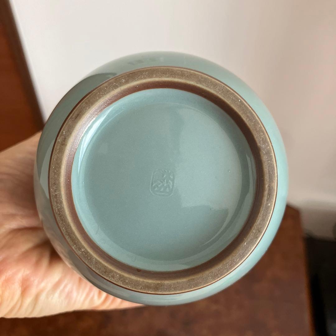 青磁　花入　3代目　諏訪蘇山② 花瓶　青瓷ひさご花入