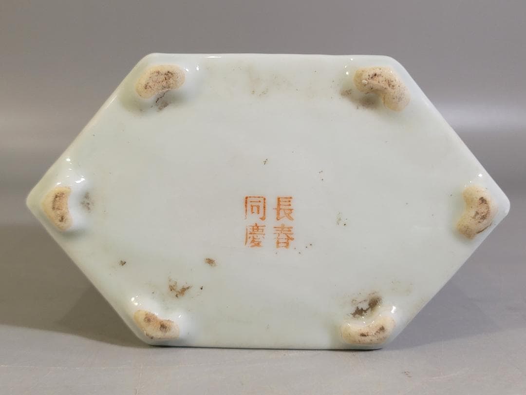 中国 色絵 花盆絵 六方 茶壷 DT448 - メルカリ