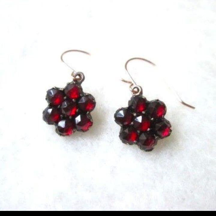アンティーク　ガーネット　ピアス小②　10金の金具　リメイク　ヴィクトリアン