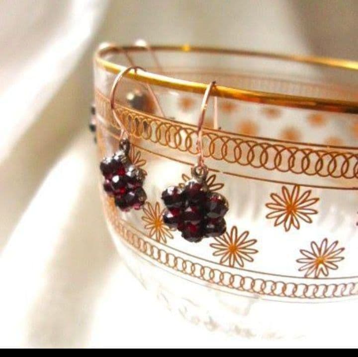 アンティーク　ガーネット　ピアス小②　10金の金具　リメイク　ヴィクトリアン