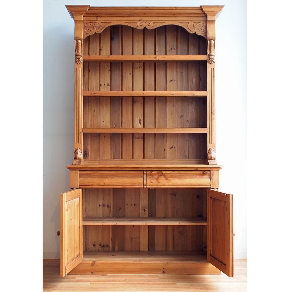 ビンテージ パイン材 カップボード 大型 キャビネット