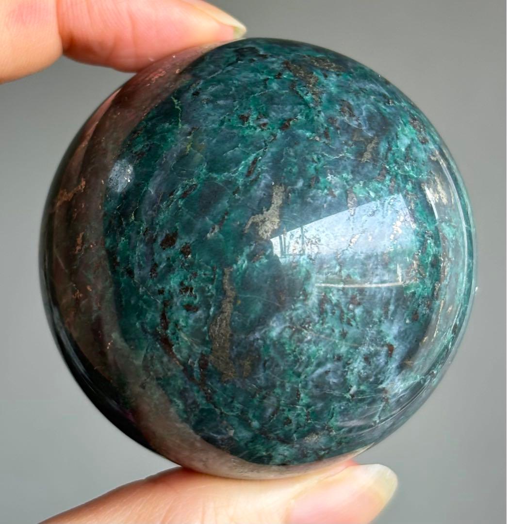 レア　高品質　パイライト　エピドート　共生　スフィア