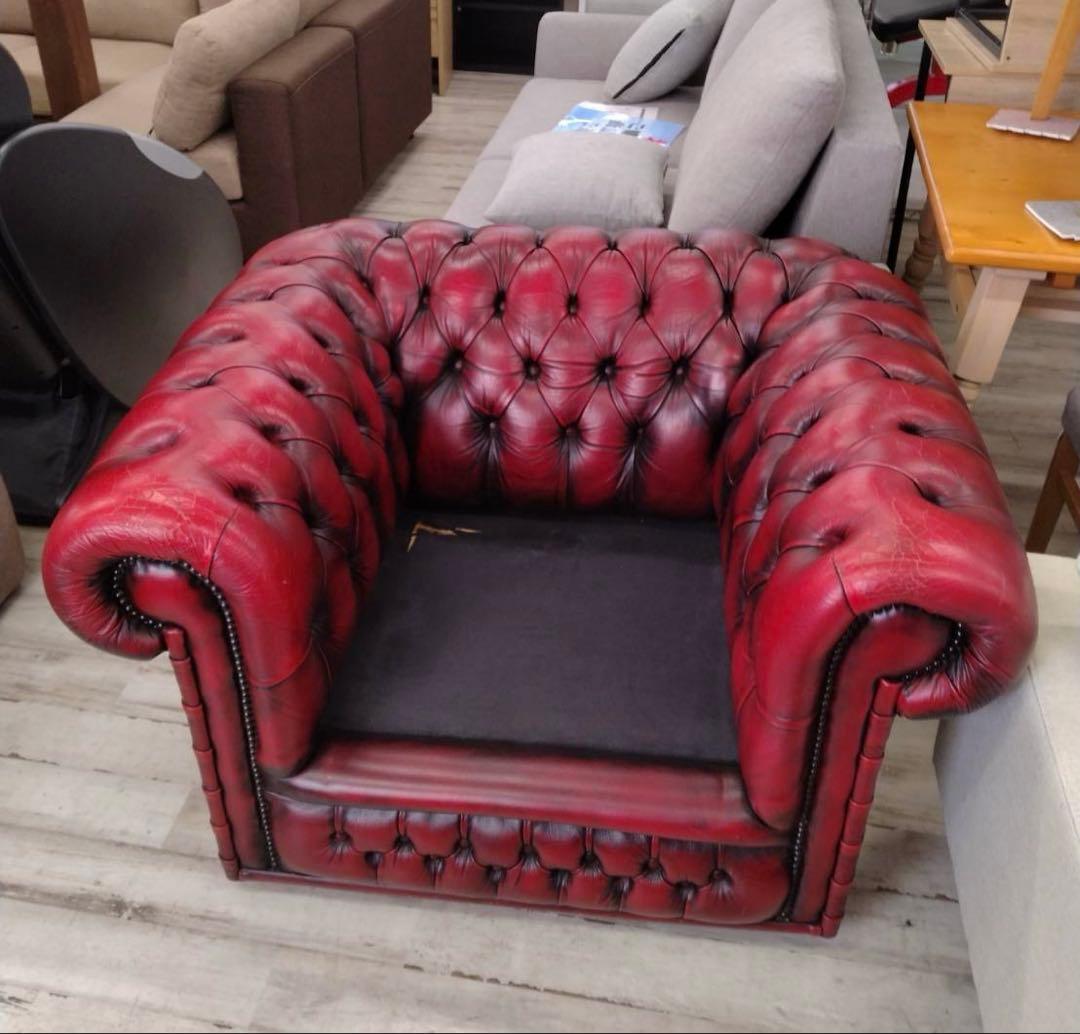 イギリスアンティーク　チェスターフィールド　1人掛けソファ