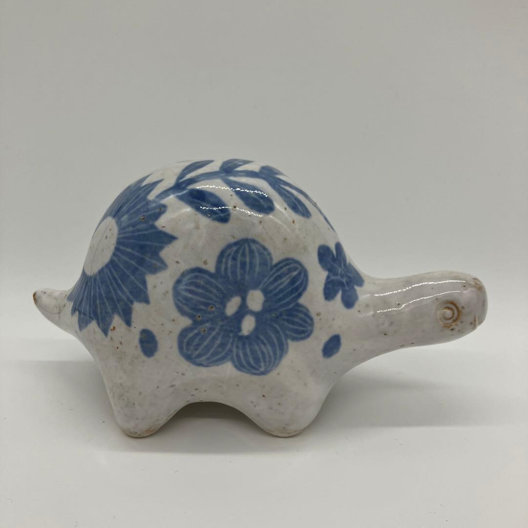 鹿児島睦　亀　置物　ブルー