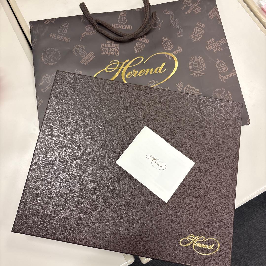 ヘレンド　アポニーグリーン　オーバル楕円形プレート皿HEREND 26.5cm