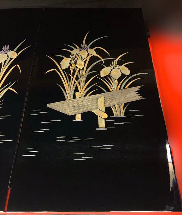 金箔螺鈿鯉屏風　25号　1セット