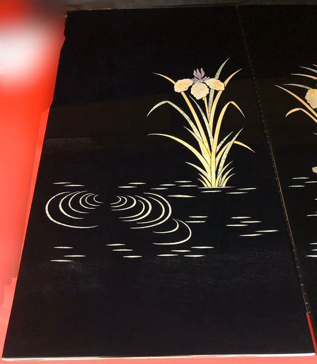 金箔螺鈿鯉屏風　25号　1セット