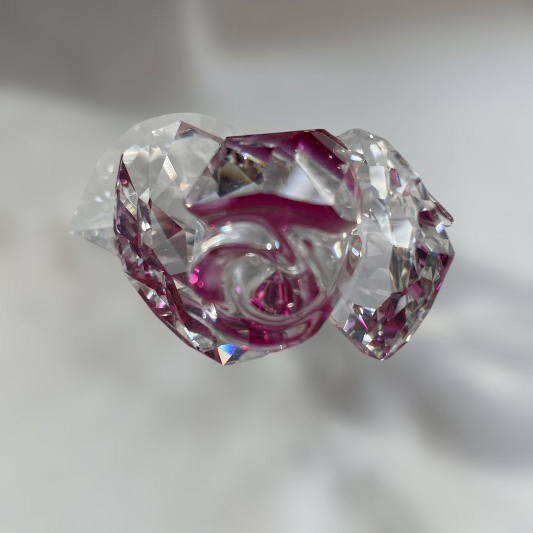 難あり】 SWAROVSKI ブロッサミングローズ・バタフライと葉 置物セット