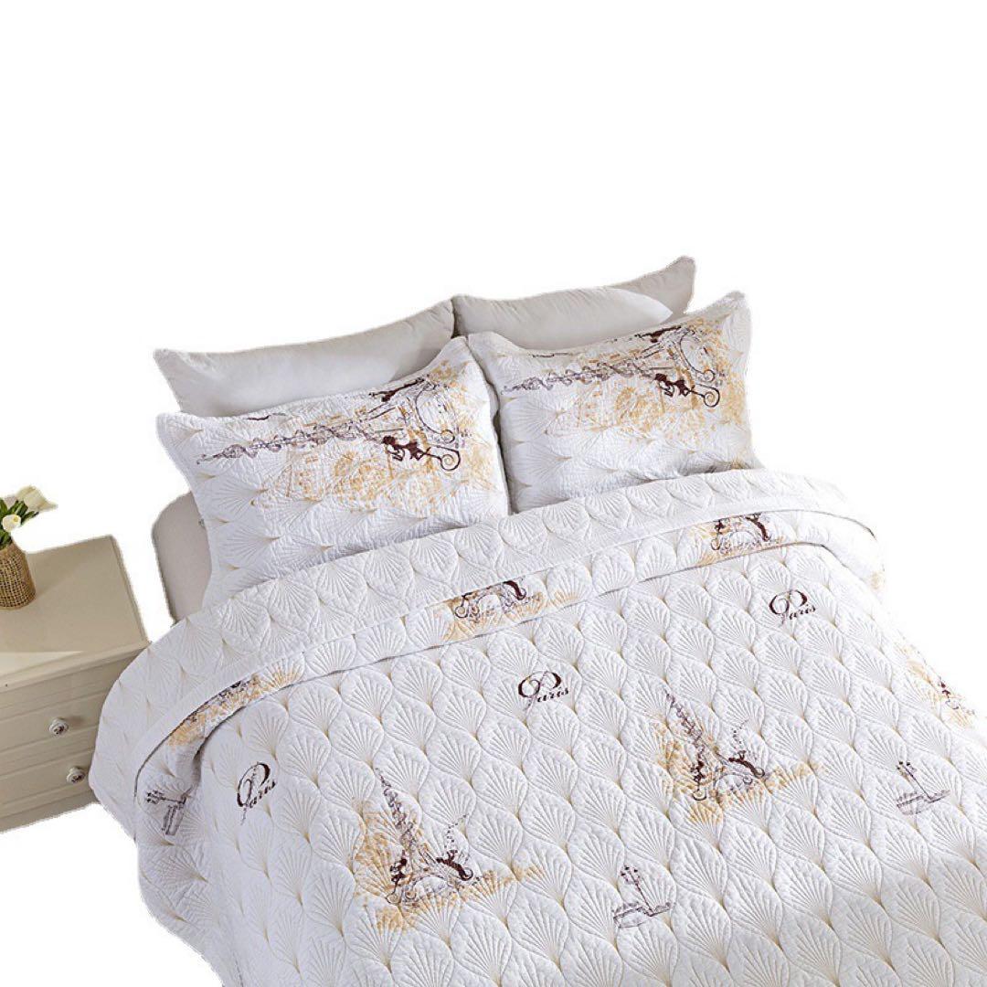 キルトベッドカバー3点セット綿マルチカバー キルティング pairs