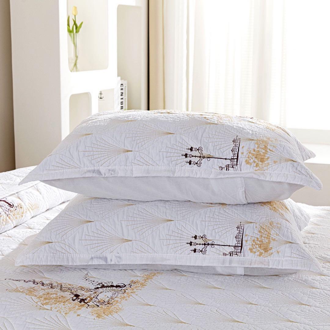 キルトベッドカバー3点セット綿マルチカバー キルティング pairs