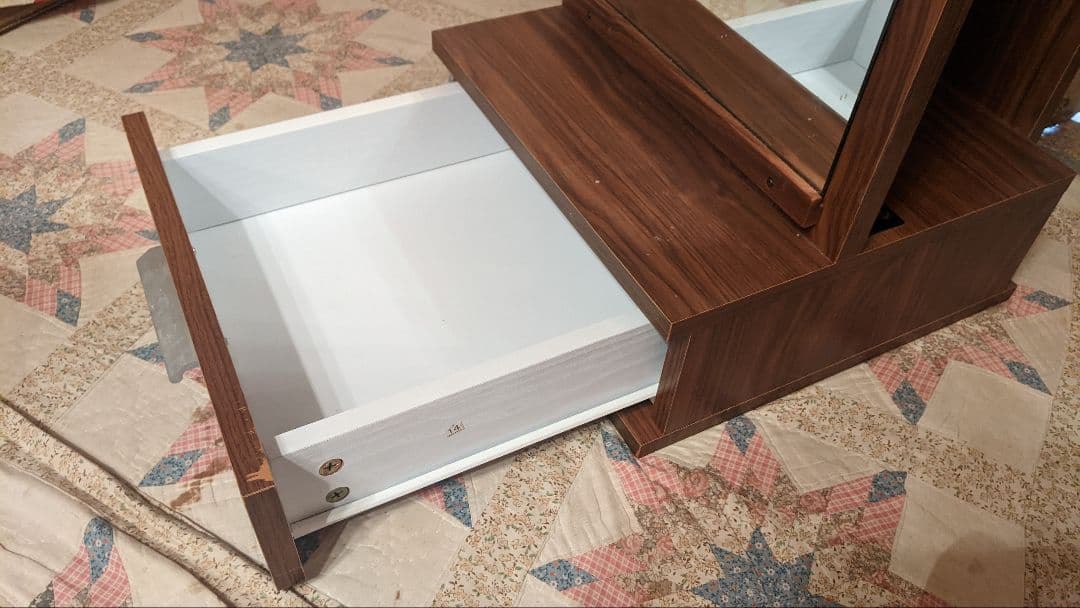 たのメル便✨全身鏡付き収納ハンガーラック 木目調ブラウン 引き出し付き 姿見