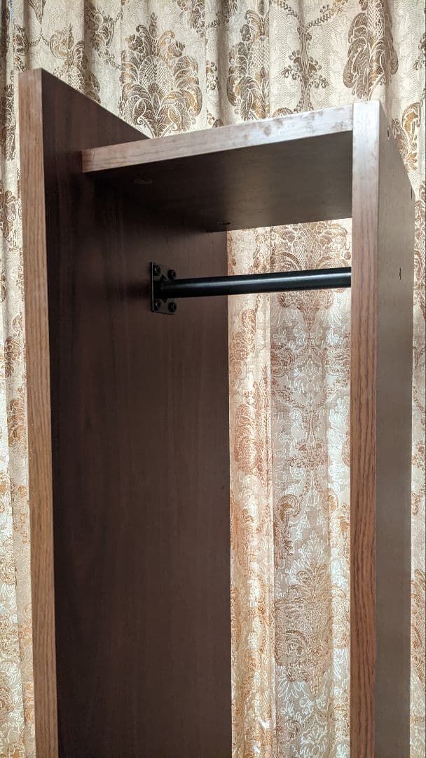 たのメル便✨全身鏡付き収納ハンガーラック 木目調ブラウン 引き出し付き 姿見