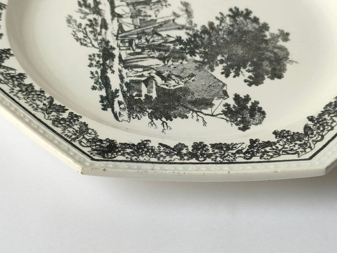 希少 美品 クレイユ グリザイユ オクトゴナル フランスアンティーク