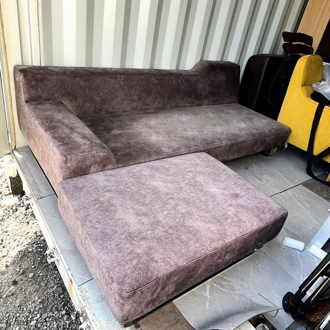 取付無料！フランネルソファ シエスタ 3人掛けグレー片肘ソファ・オットマン✨