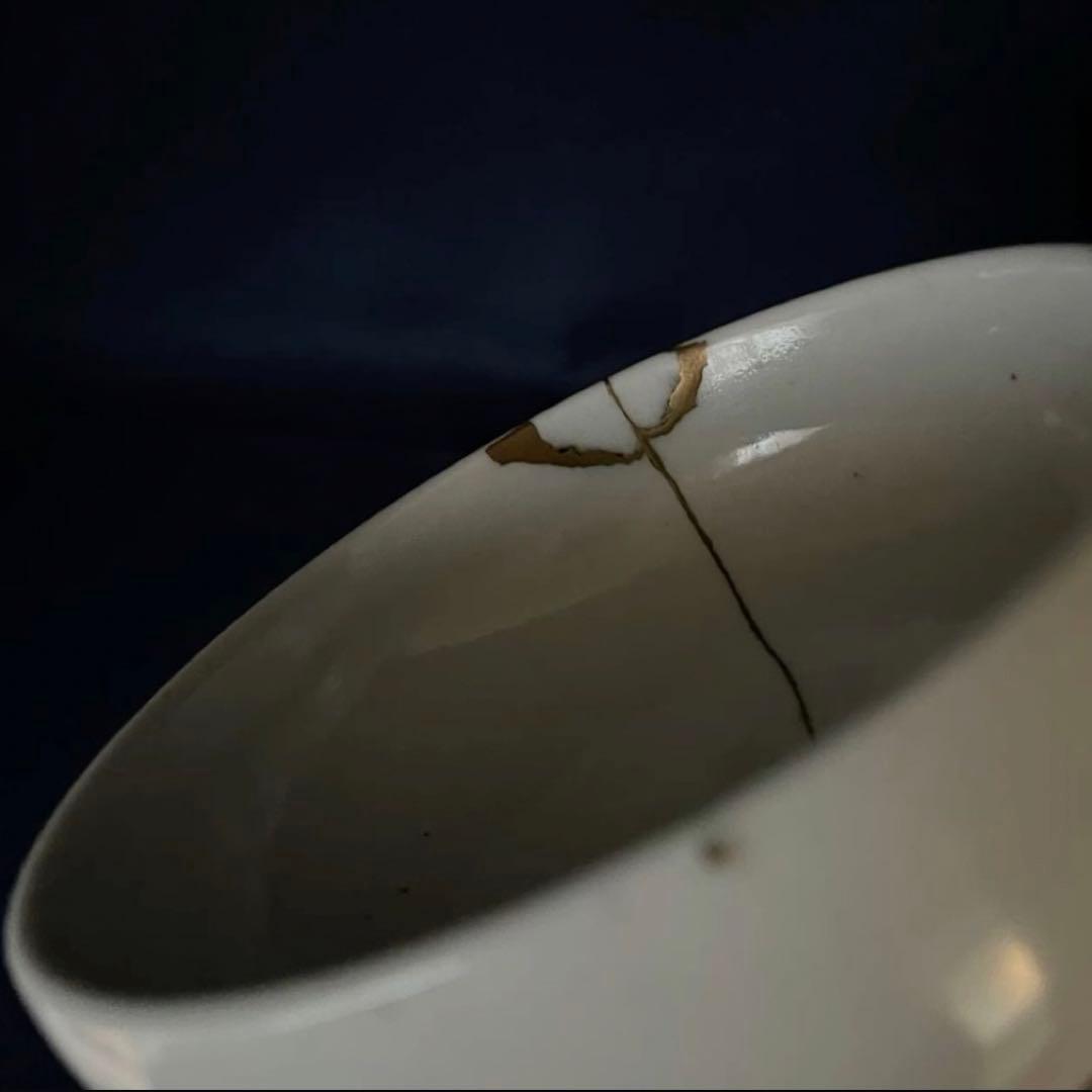 白磁素文盃洗　金継ぎ