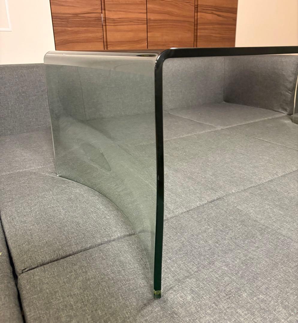 Francfranc廃盤品★ガラス製ロー テーブル120cm