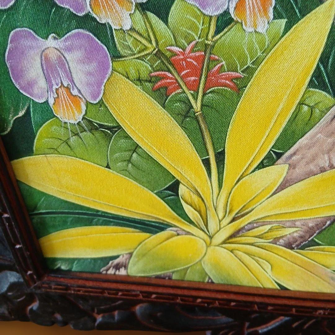 バリ 絵画 プンゴセカン インコ 鳥 花 南国 - メルカリ