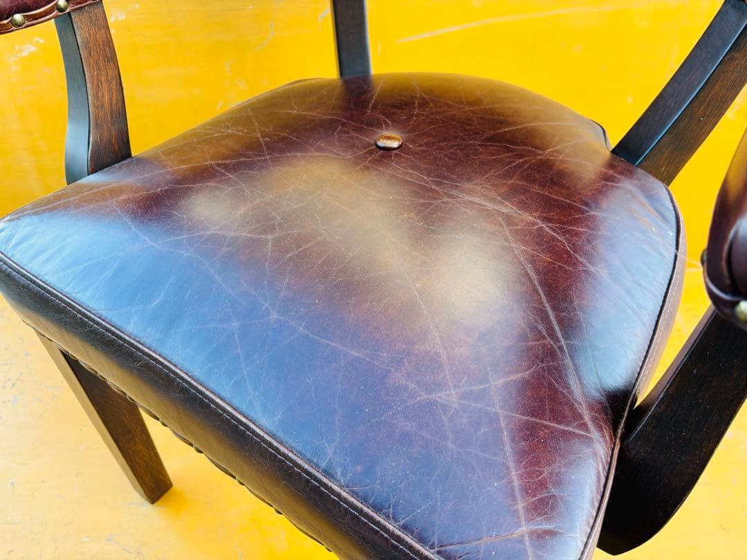 J55☆HALO☆ハロ ナポレオン ダイニングチェア 本革 英国アンティーク