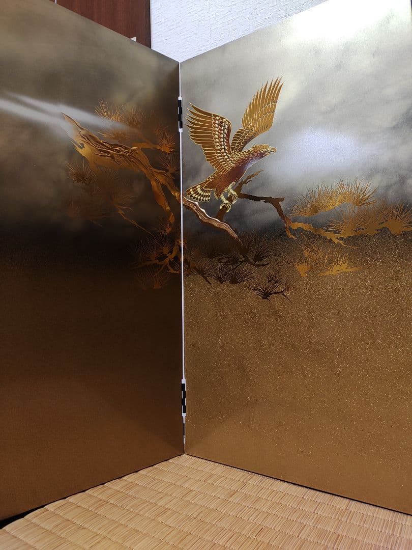 伝統工芸品　松鷹屏風 正月 兜飾り 鎧飾り 端午の節句屏風