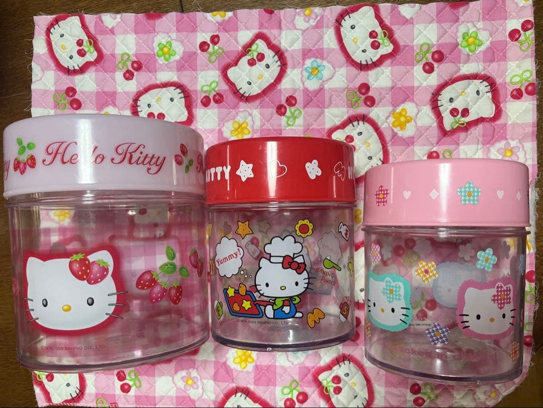 レア キティ キッチン シュガーポット 缶 いちご 赤 カオハナ 千鳥