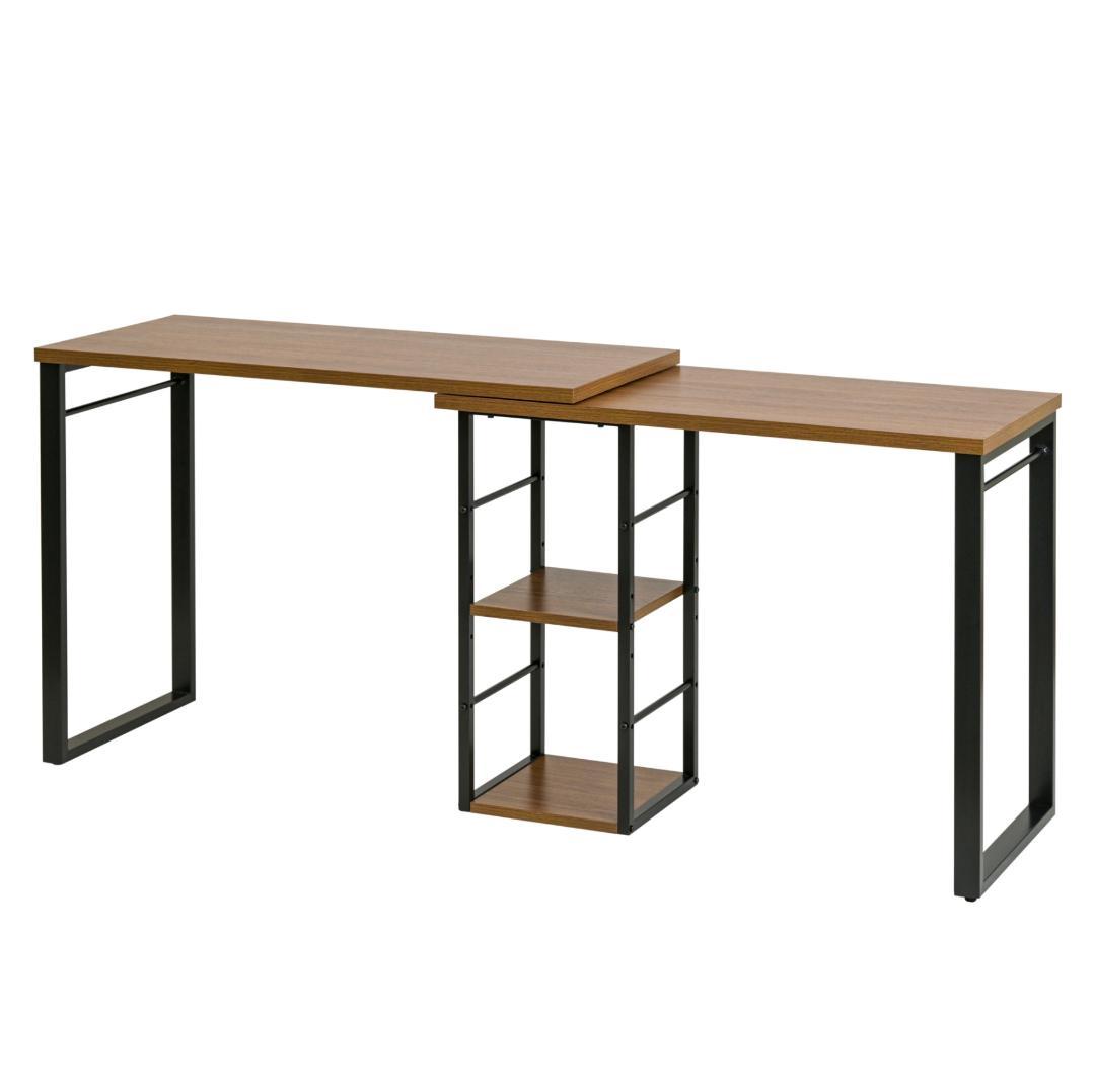 回転ワークデスク ブラウン×ブラック [4025]