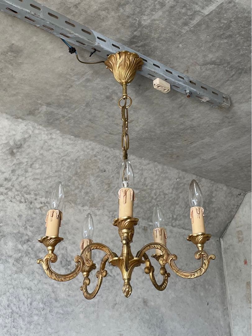 5-7.フランス アンティーク シャンデリア 5灯 キャンドル 吊り下げ
