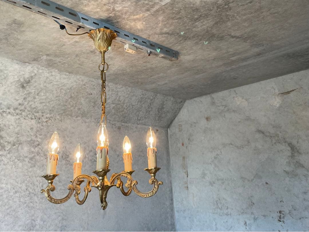 5-7.フランス アンティーク シャンデリア 5灯 キャンドル 吊り下げ