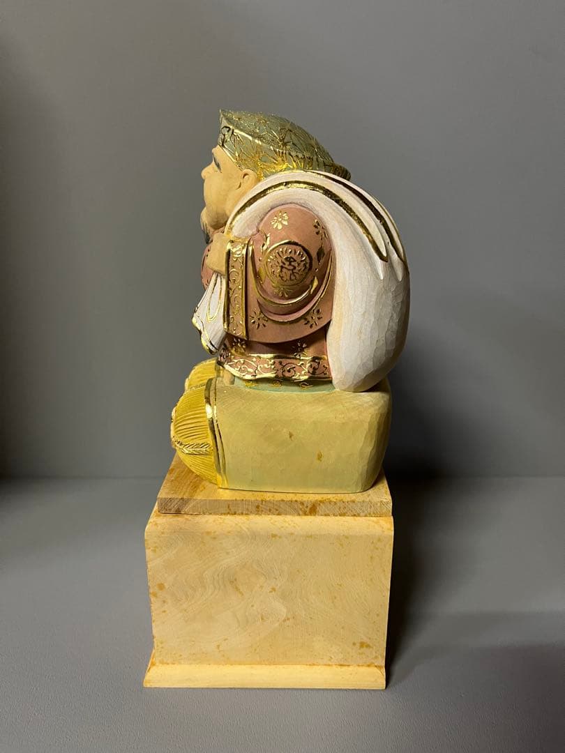 特別価格　恵比寿　大黒　セット　木彫り　彩色　手彫　柘植材　35