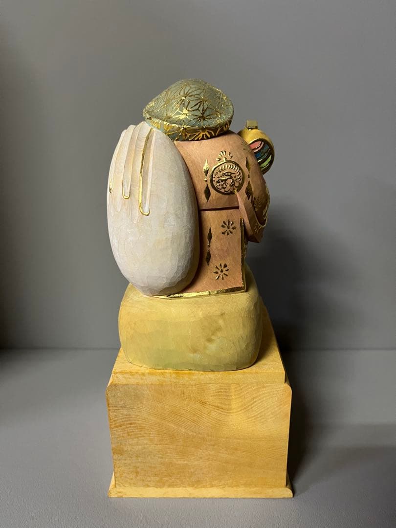 特別価格　恵比寿　大黒　セット　木彫り　彩色　手彫　柘植材　35