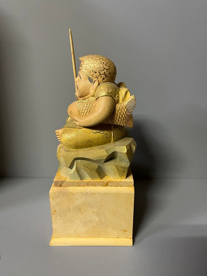 特別価格　恵比寿　大黒　セット　木彫り　彩色　手彫　柘植材　35