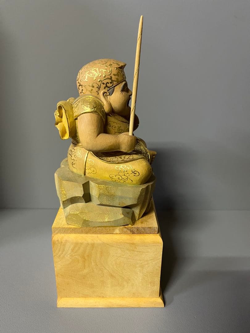 特別価格　恵比寿　大黒　セット　木彫り　彩色　手彫　柘植材　35