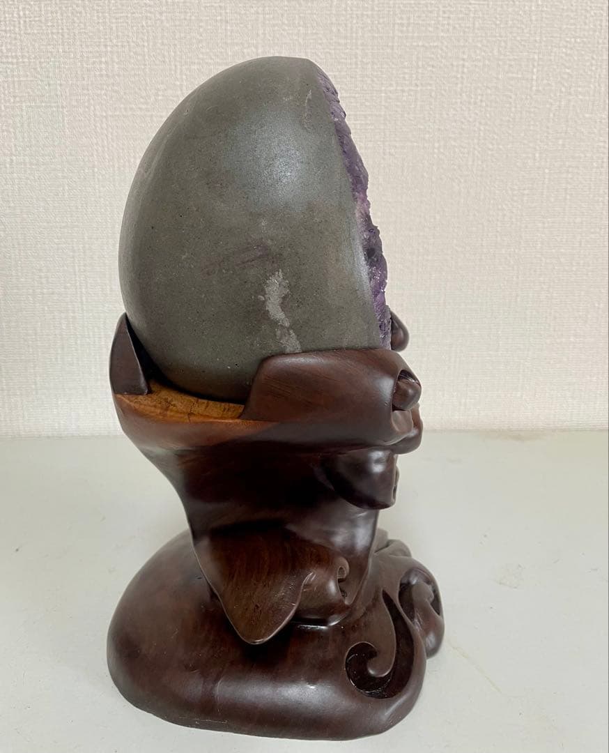 アメジストマネーボックス 笑口 ジオード 晶洞 幸運 魔除 浄化 開運 紫水晶