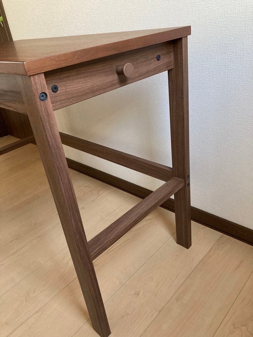 札幌直接渡し ニトリ デスクPLABO N ミドルブラウン＆椅子2点セット