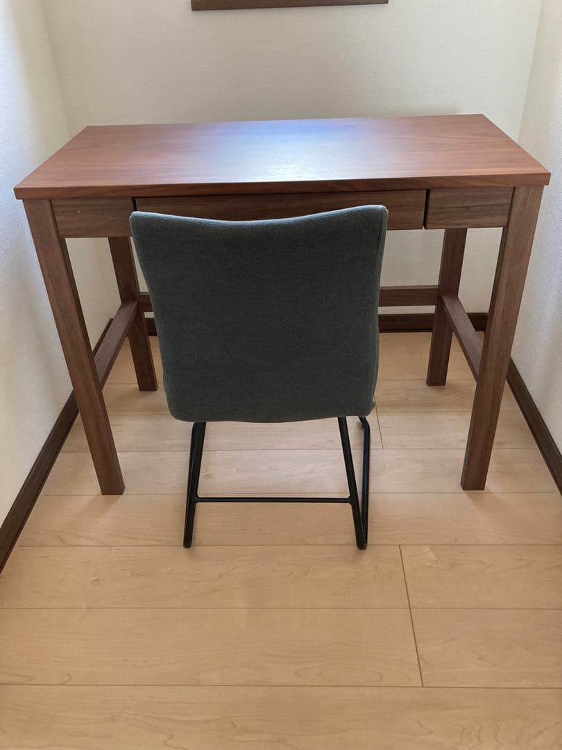 札幌直接渡し ニトリ デスクPLABO N ミドルブラウン＆椅子2点セット