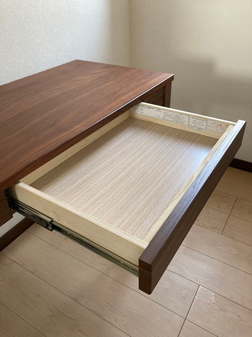 札幌直接渡し ニトリ デスクPLABO N ミドルブラウン＆椅子2点セット