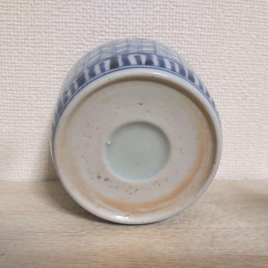 骨董 アンティーク 古伊万里 藍九谷 変形皿 染付 印刻 波に亀 向付