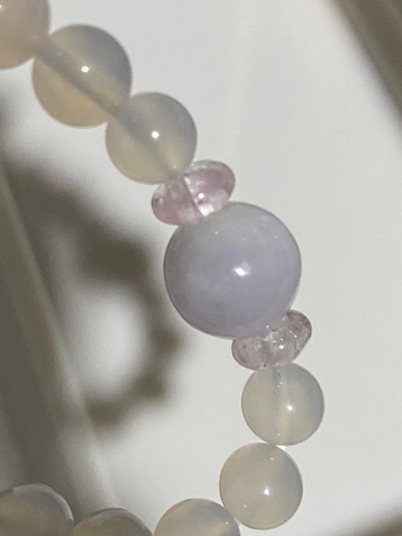 ラベンダー翡翠 天然石ブレスレット クンツァイト カルセドニー パワーストーン
