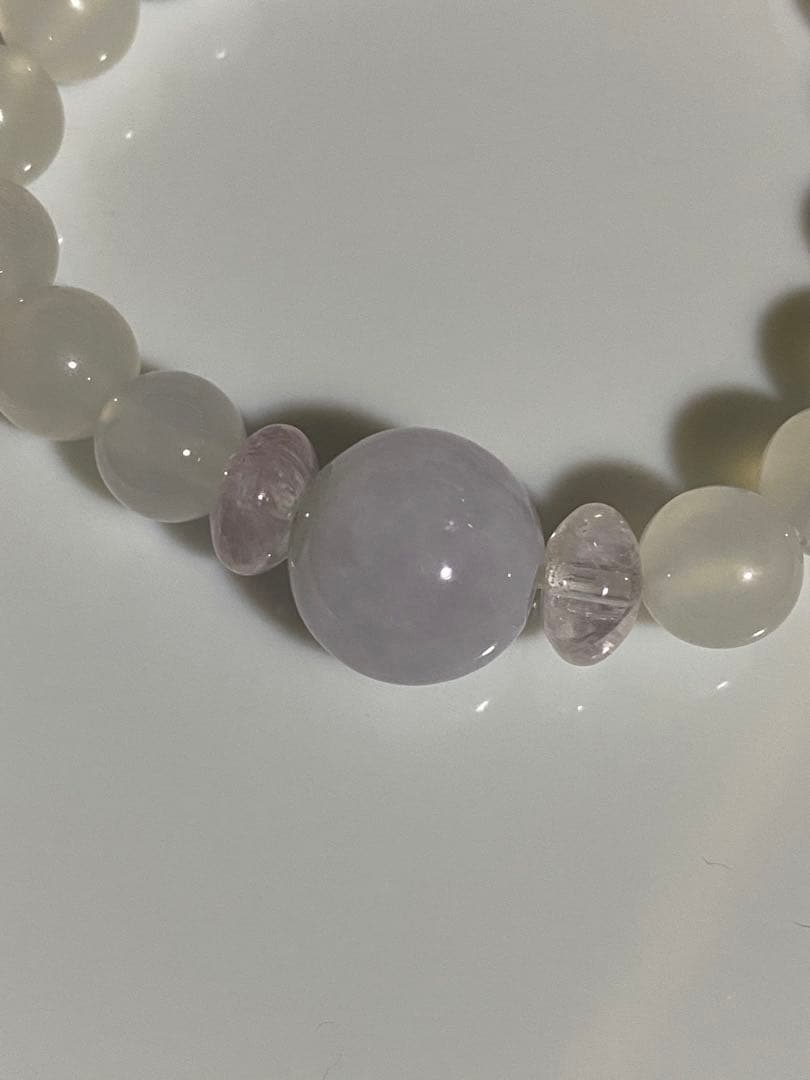 ラベンダー翡翠 天然石ブレスレット クンツァイト カルセドニー パワーストーン