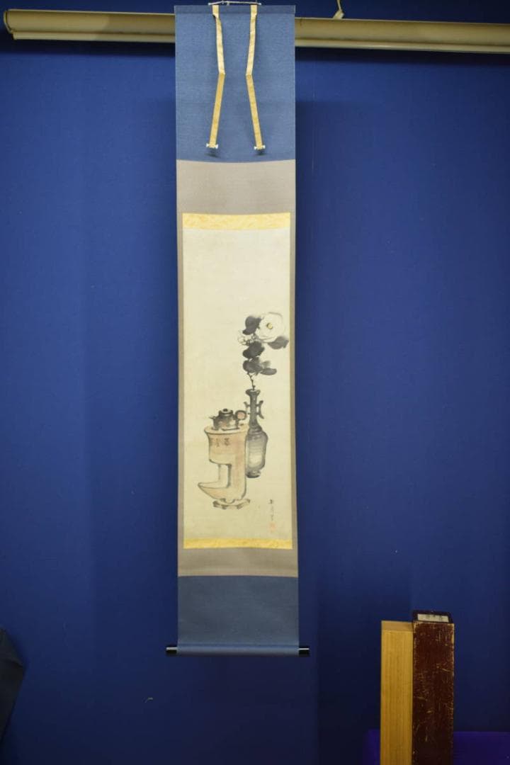 真作/幸野楳嶺/椿図/煎茶/花瓶/桐箱二重箱付/布袋屋掛軸HG-275 - メルカリ