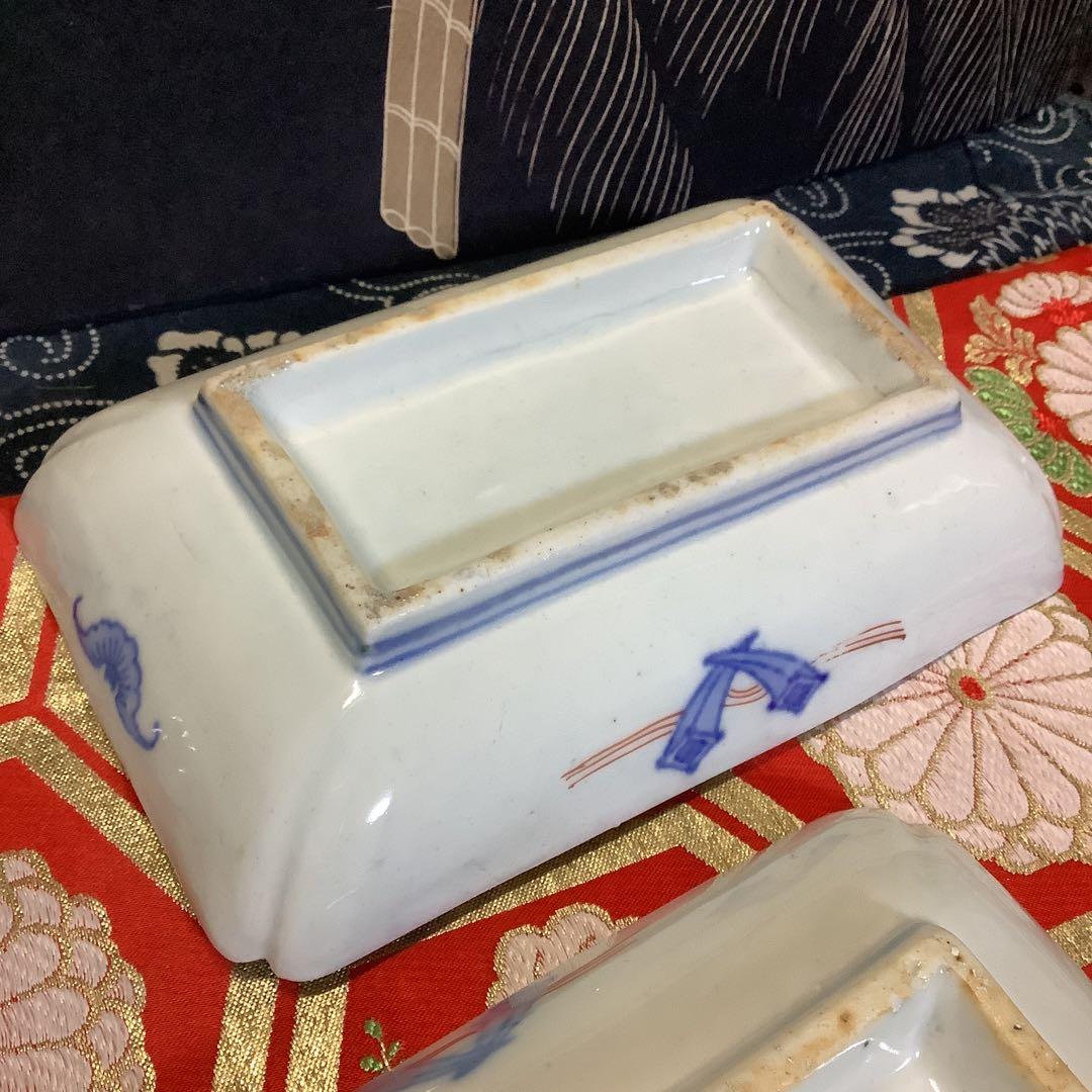 古伊万里 金欄色絵 絵皿 鳳凰紋 長方皿 5客 江戸〜幕末 輪島塗・李朝