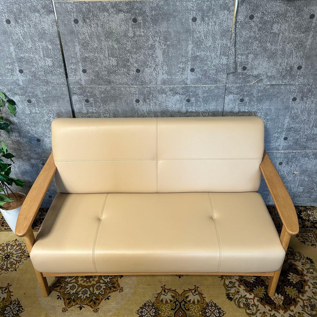 ꧁浜本工芸 HAMAMOTO꧂2人掛けアームソファ レザー 皮 肘置き 肘掛け
