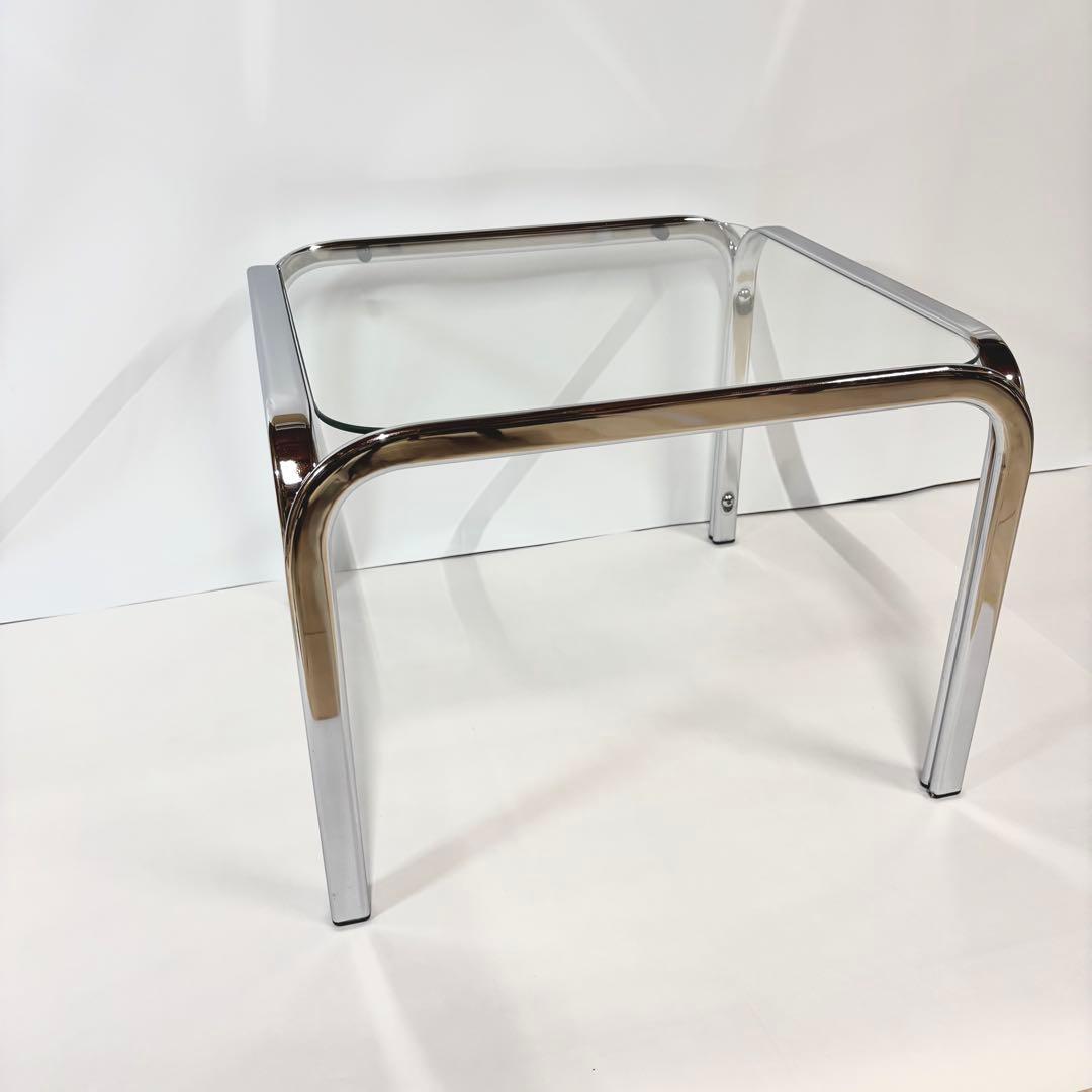 ガラステーブル サイドテーブル クローム スペースエイジ ミッド