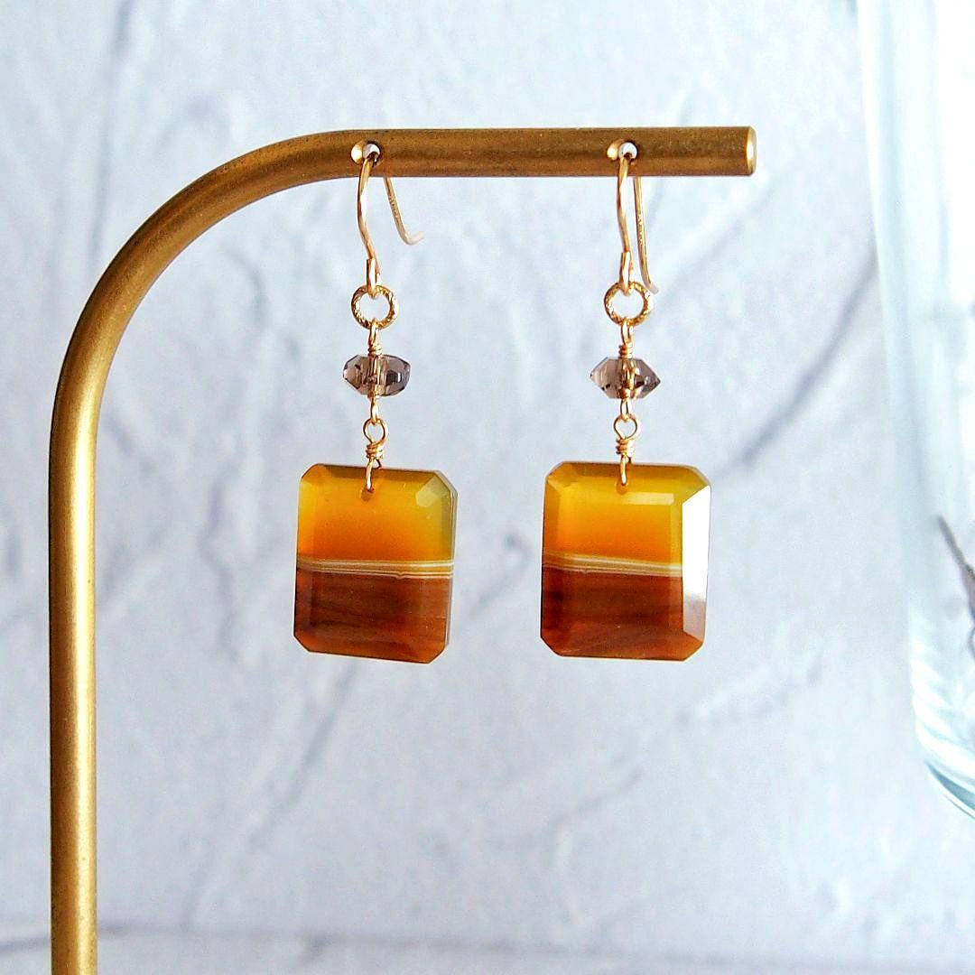 dino13様　イエローバンデッドオニキス　ピアス　14kgf　他1点