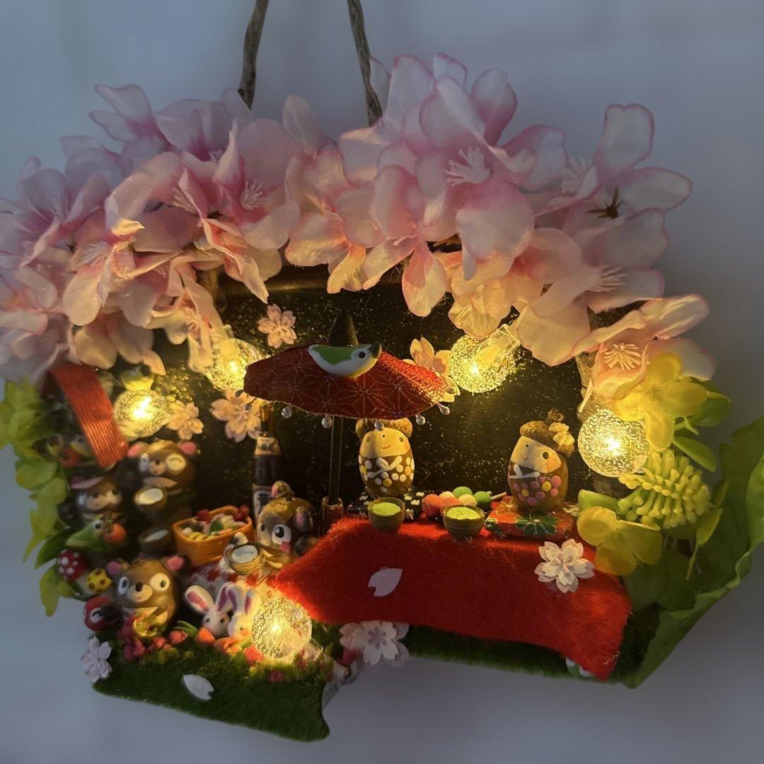 どんぐりアート♡夜桜タペストリー風リース＆銀河へlet's go 2点♡